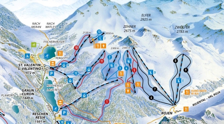 Pistekaart van Schöneben-Haideralm 2 Länder Skiarena.